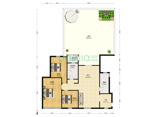 盛天东郡 3室1厅2卫 125平方