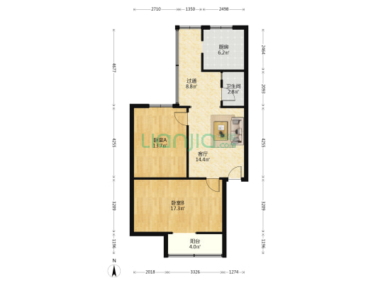 涤纶厂家属院 2室1厅1卫 78平方