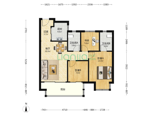 中骏世界城 3室1厅2卫 94平方