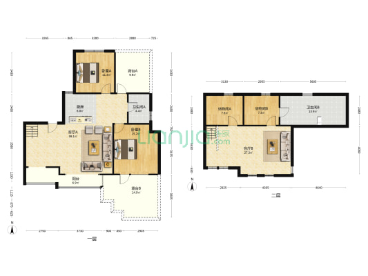 花园洋房顶层带阁楼，精装修，前后露台-户型图
