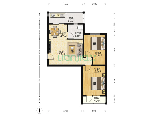 飞控仪器总厂家属院中区 2室2厅1卫 65平方
