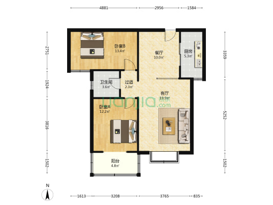 锦绣鑫城 2室2厅1卫 101平方