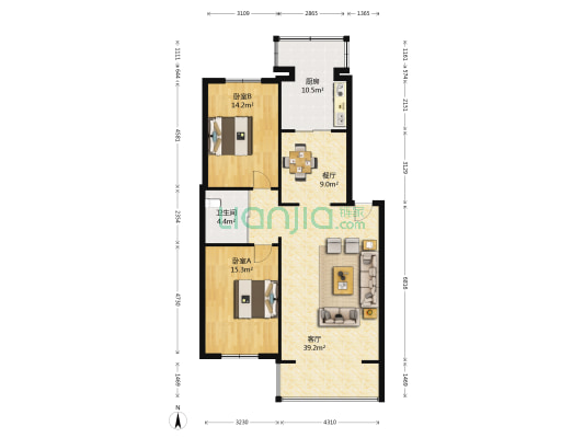 同泰花园 2室2厅1卫 115平方