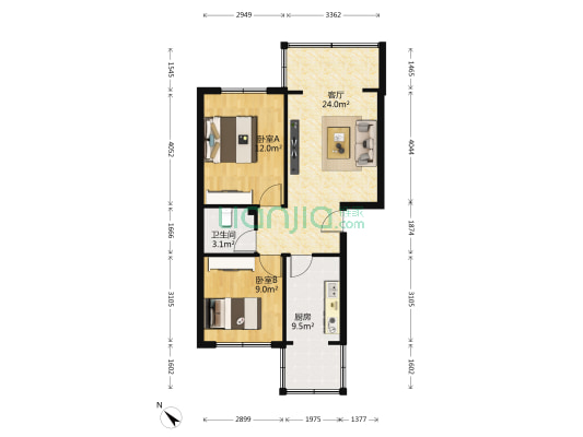 华夏之家 2室1厅1卫 67平方