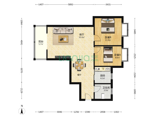 兽研所家属院小区 2室1厅1卫 94平方