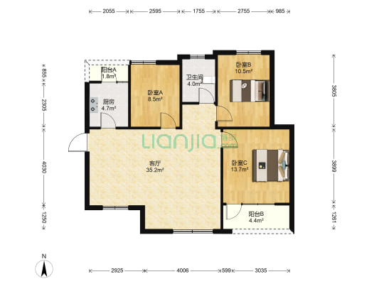 新长江香樟林 3室1厅1卫 112平方