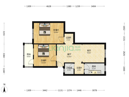 延寿寺社区 2室2厅1卫 77平方