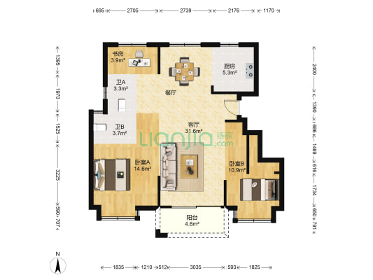 海伦堡·象东府 3室1厅2卫 101平方