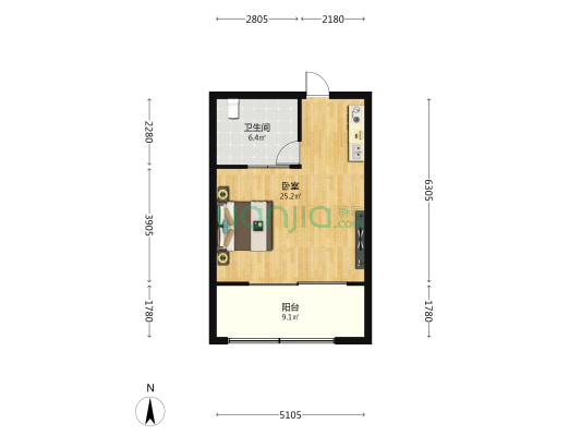 美丽春天 1室0厅1卫 54平方