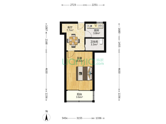 建筑新村 1室1厅1卫 41平方