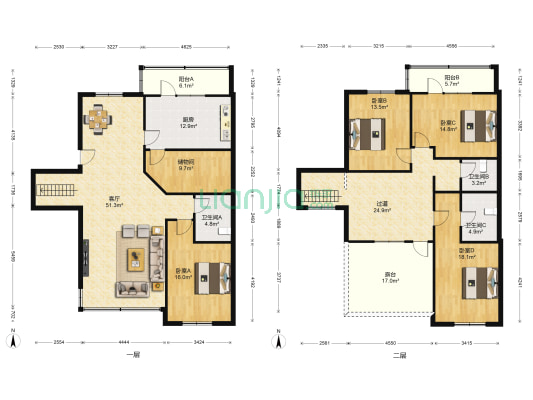 凤鸣山庄 4室1厅3卫 242平方