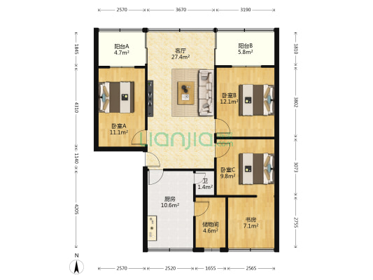 云丰 4室1厅1卫 101平方