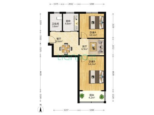 小木桥小区 2室2厅1卫 68平方