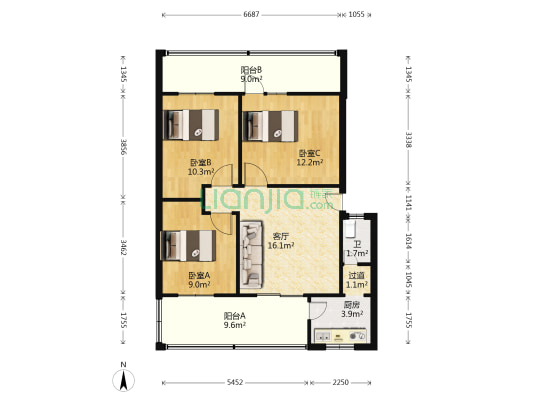燃灯寺东街11号 3室1厅1卫 79平方