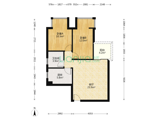体育西苑 2室1厅1卫 78平方