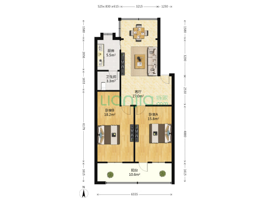 农行宿舍 2室1厅1卫 83平方