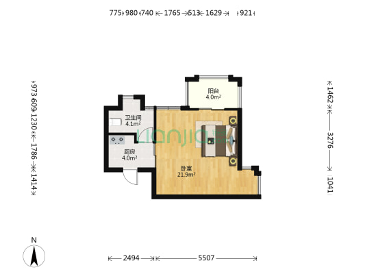 东锦花园 1室0厅1卫 41平方