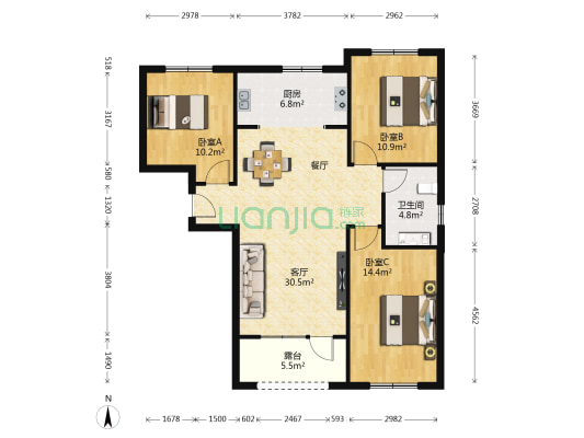 瑞府 3室1厅1卫 113平方