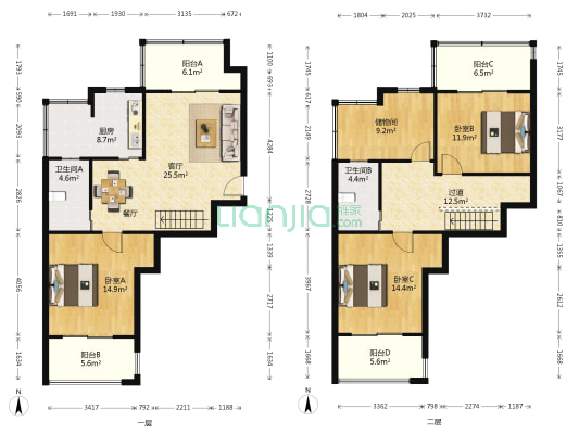 江南青年城翠湾苑 3室1厅2卫 132平方