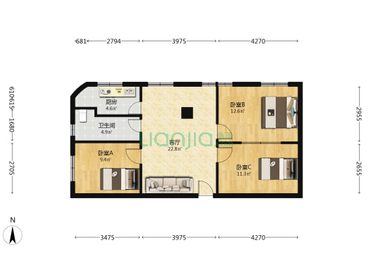 新民东路32号 3室1厅1卫 88平方