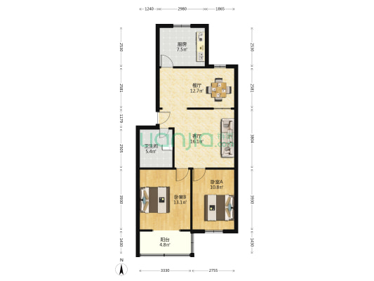 兴隆楼 2室2厅1卫 79平方
