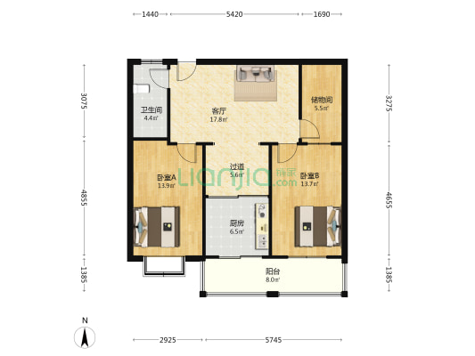 鲁东大厦 2室1厅1卫 100平方