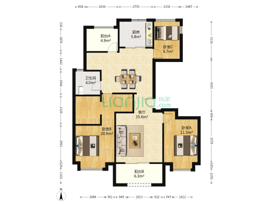 融创石湖桃花源 3室1厅1卫 126平方