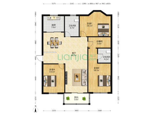 舜秀新村 3室1厅2卫 150平方