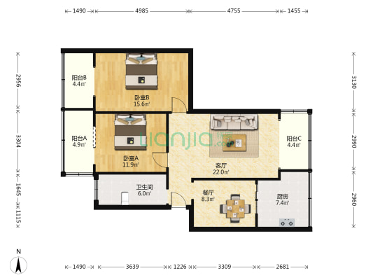 洛阳路211号 2室2厅1卫 89平方