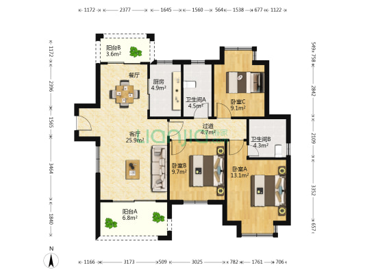 力高悦景薹 3室1厅2卫 106平方