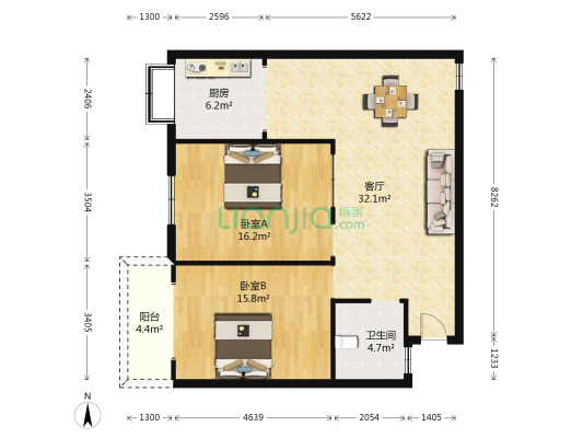 阳城新居 2室1厅1卫 93平方