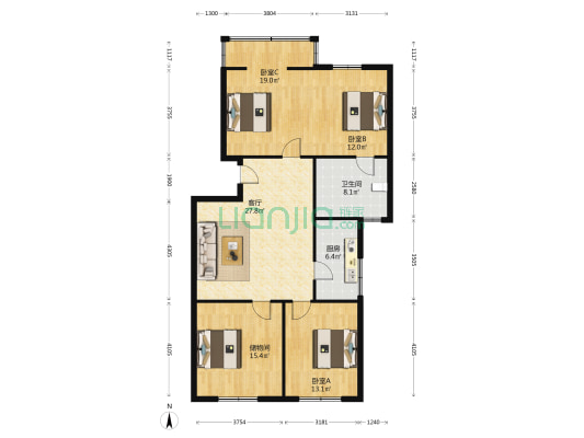 贝森宜苑 3室1厅1卫 119平方