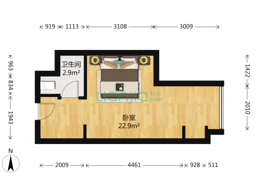 万科棉花公寓 1室0厅1卫 35平方