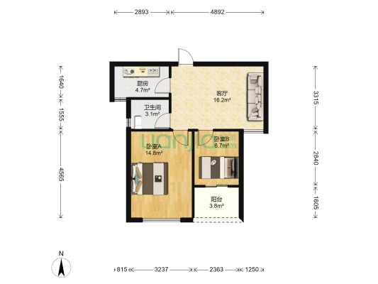 新城花园四区 2室1厅1卫 67平方