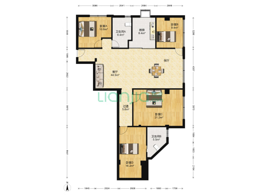 裕华公寓 4室1厅2卫 175平方