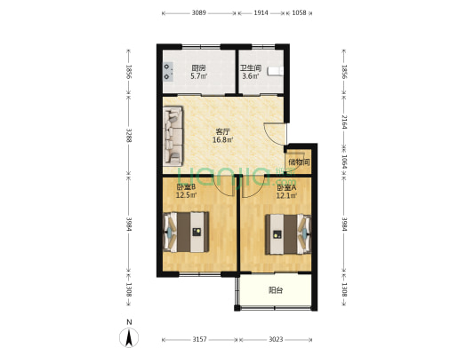 林梅小区 2室1厅1卫 69平方