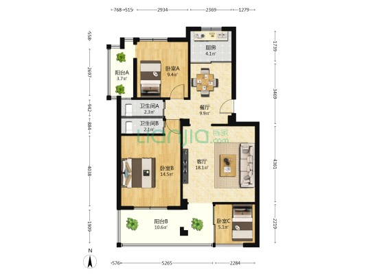 翔安新城南区安置房一区 3室2厅2卫 82平方