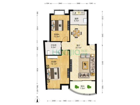 锦绣365 2室1厅1卫 91平方