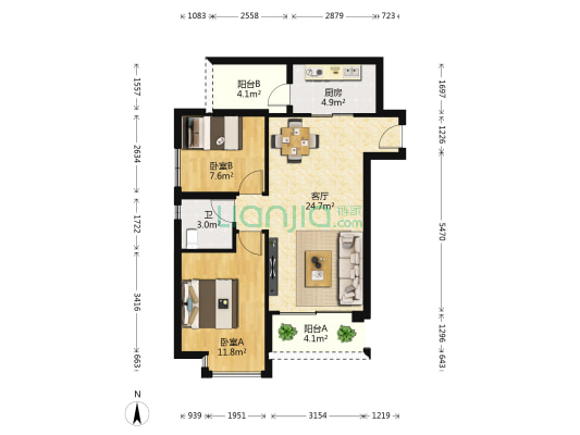 佳大银湾 2室1厅1卫 74平方