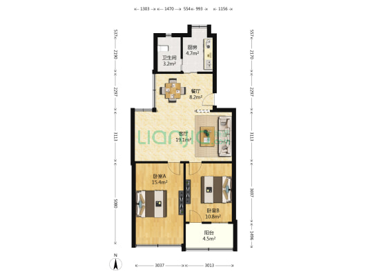 水文队家属院 2室2厅1卫 77平方