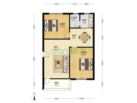 红旗二巷 2室2厅1卫 85平方