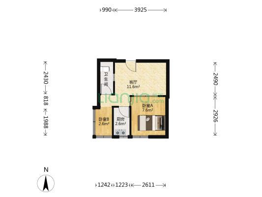 广东省冶金建筑安装有限公司 2室1厅1卫 32平方