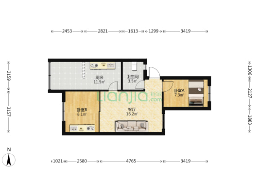 太原选煤厂宿舍西区 2室1厅1卫 60平方