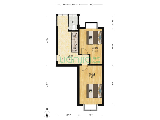 杨武里小区 2室1厅1卫 57平方