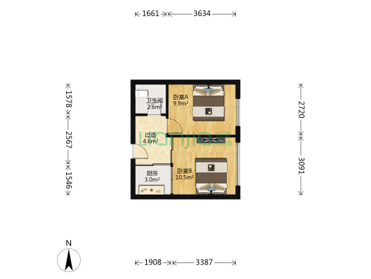 亿佳府 2室0厅1卫 46平方