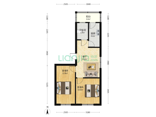 粮油食品厂家属东院 2室1厅1卫 65平方