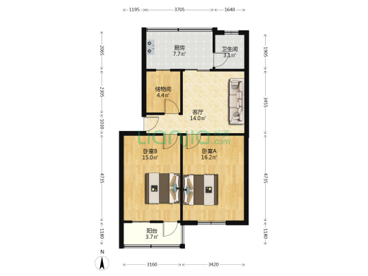 同心路54号 2室1厅1卫 74平方