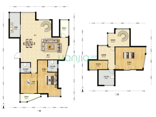 锦城春天 3室2厅3卫 218平方