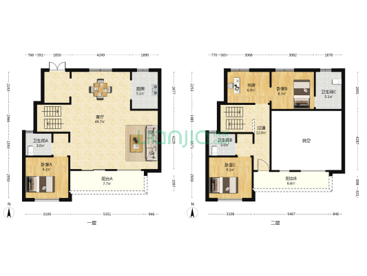 中粮光谷祥云B区 4室1厅3卫 163平方