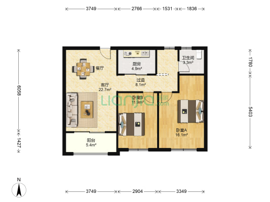 如意紫都 2室1厅1卫 96平方
